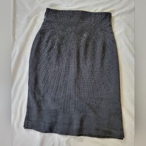 Nanette Lepore black beaded zipper back pencil skirt 2